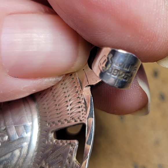 Sterling silver vintage Mayan calendar pendant - Picture 7 of 9